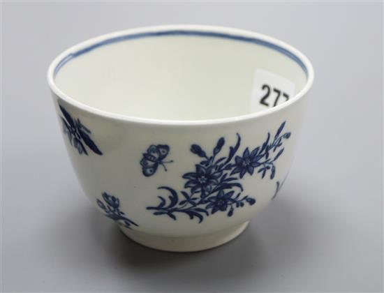 A Worcester Three Flowers bowl, c. 1780, d. 10.3cm